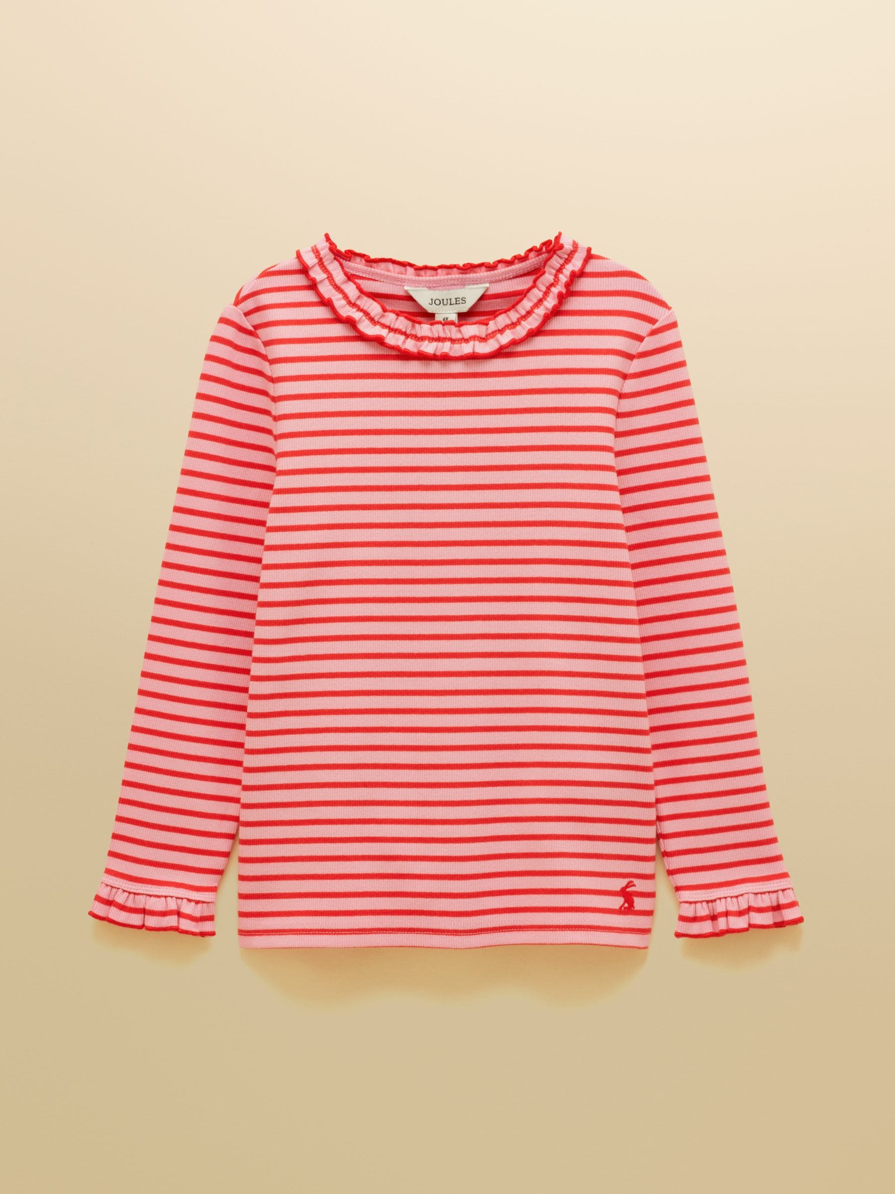 Dsiney Kidz - Joules Girls' Sophie Red & Pink Striped Long Sleeve Ribbed Top image 1