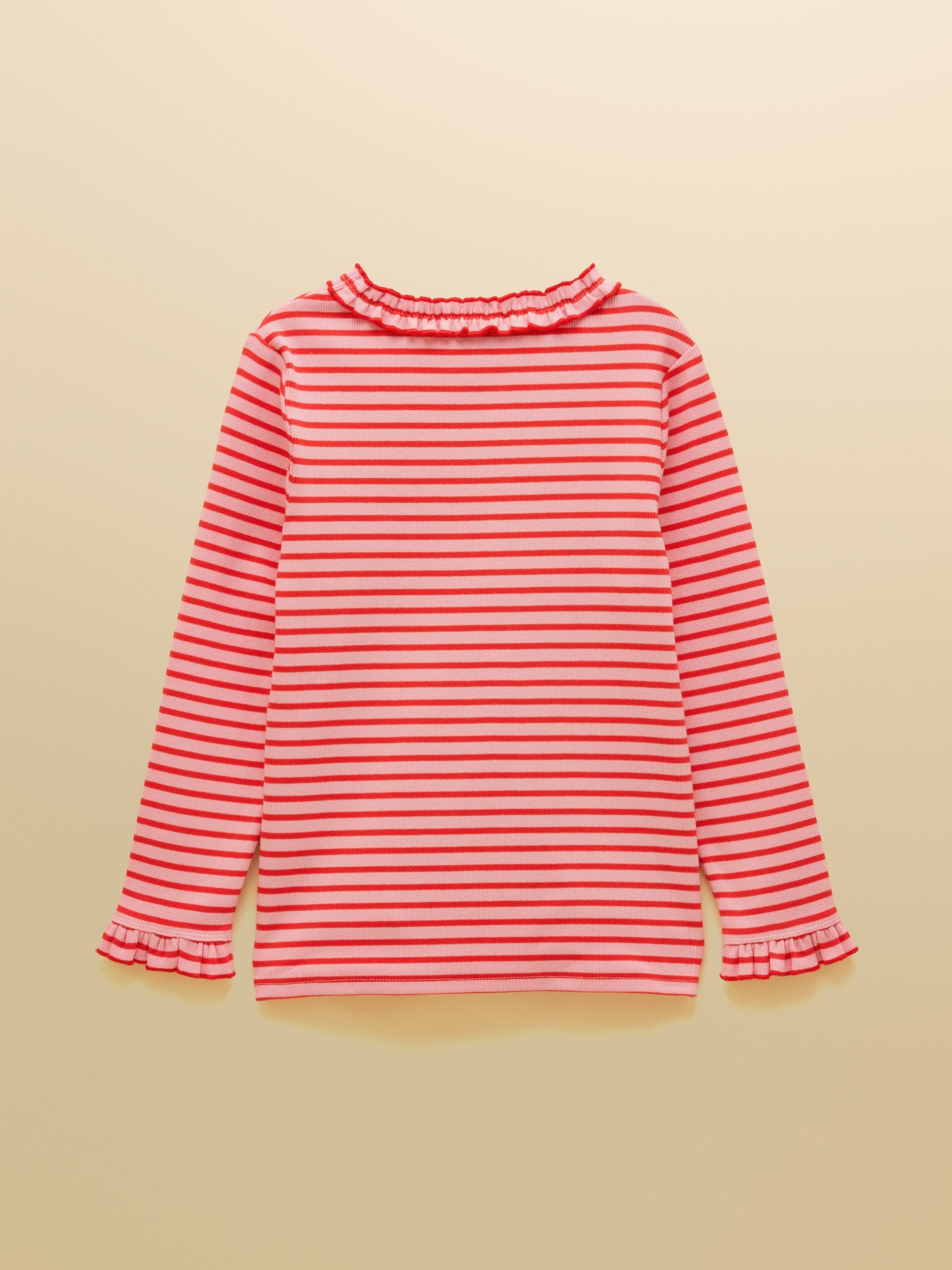 Dsiney Kidz - Joules Girls' Sophie Red & Pink Striped Long Sleeve Ribbed Top image 2