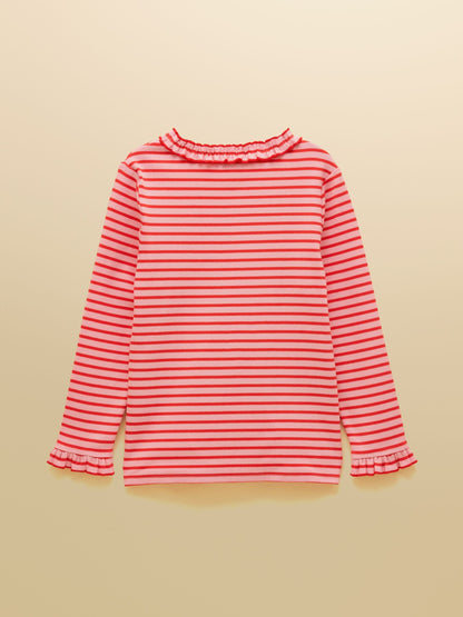 Dsiney Kidz - Joules Girls' Sophie Red & Pink Striped Long Sleeve Ribbed Top image 2