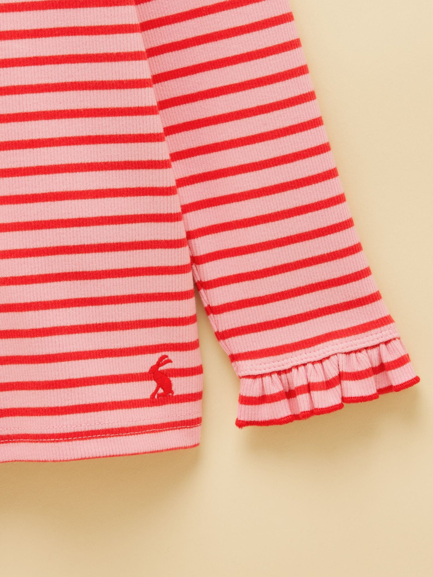 Dsiney Kidz - Joules Girls' Sophie Red & Pink Striped Long Sleeve Ribbed Top image 3