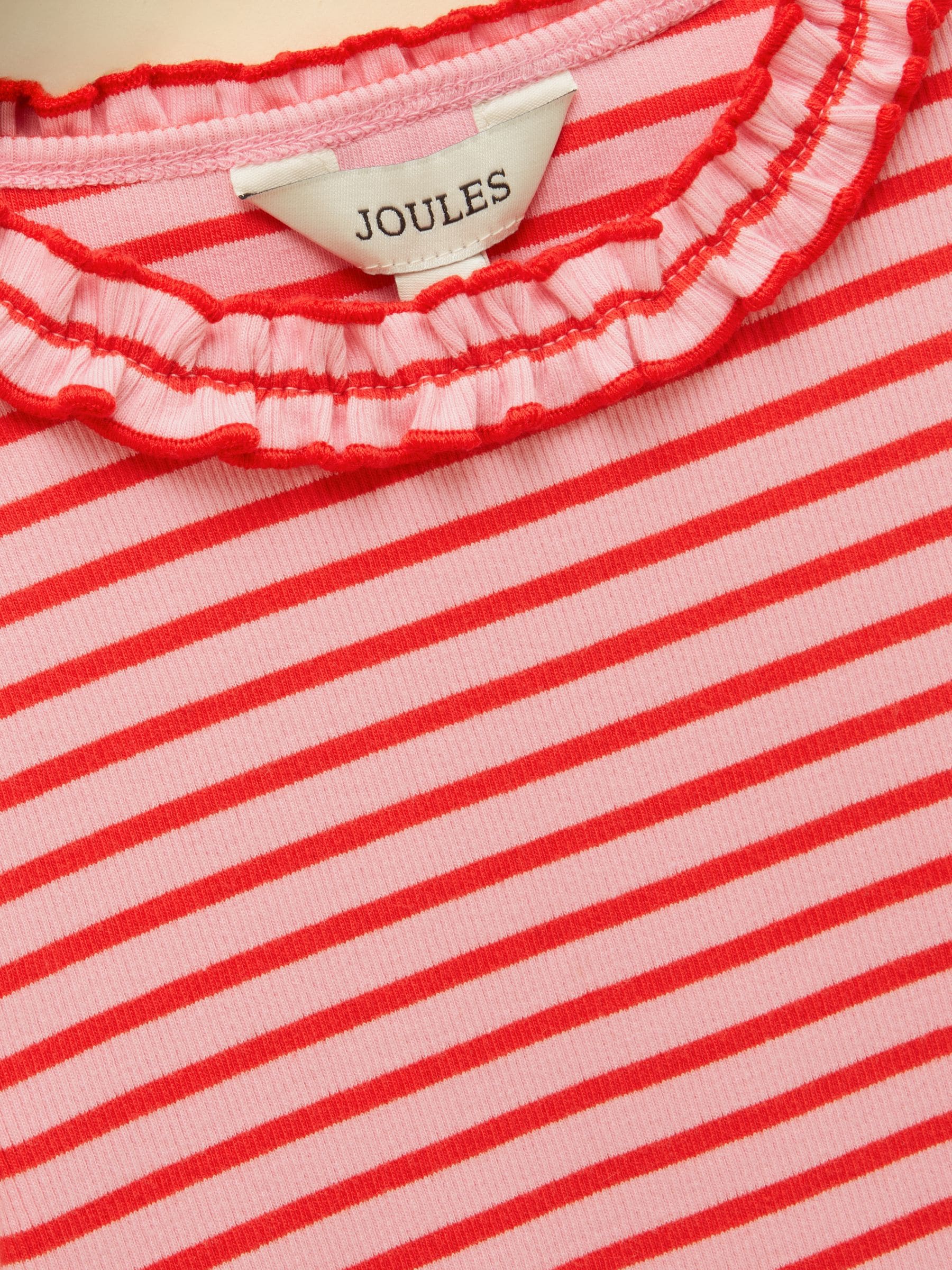 Dsiney Kidz - Joules Girls' Sophie Red & Pink Striped Long Sleeve Ribbed Top image 4
