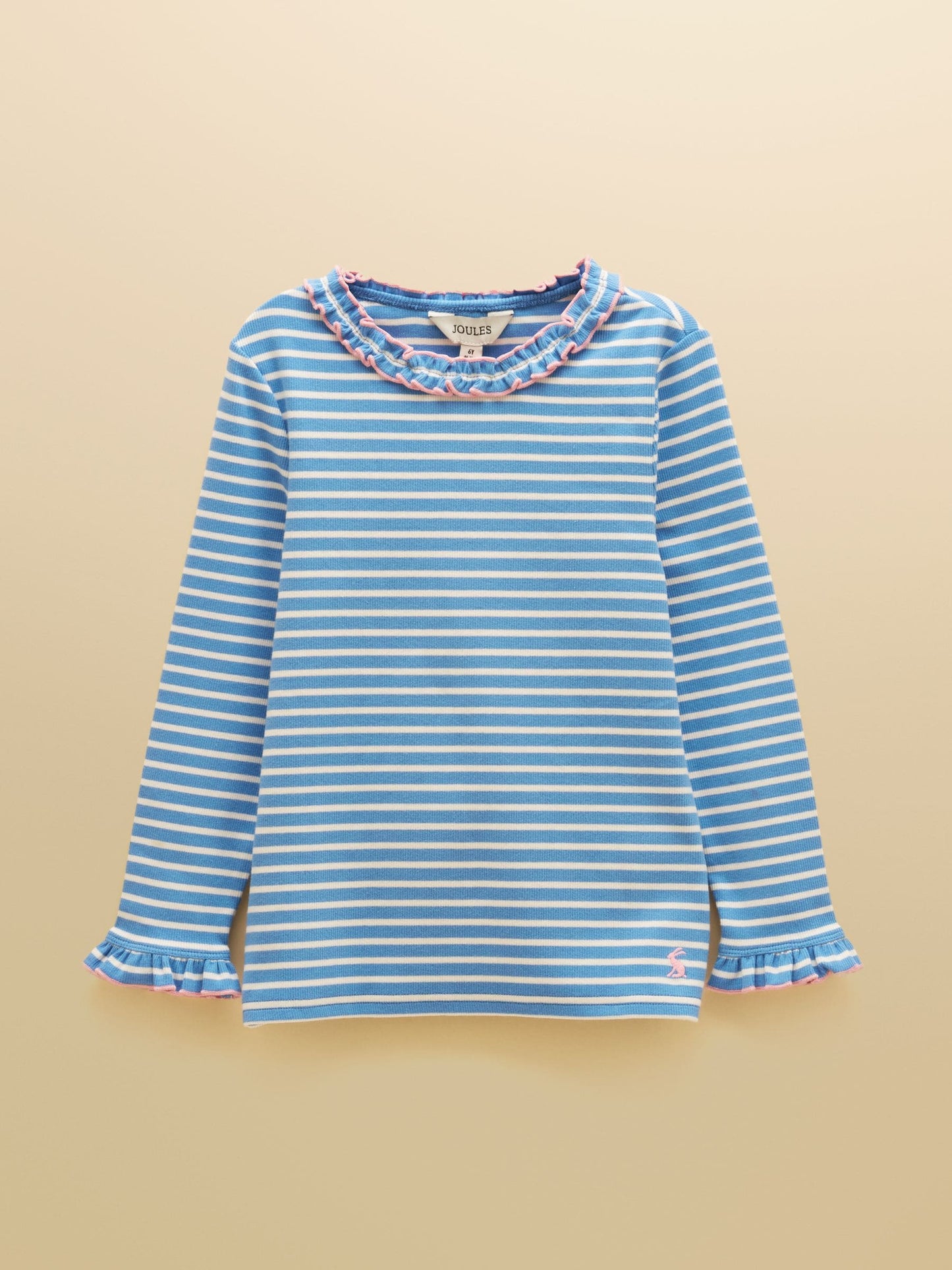 Dsiney Kidz - Joules Girls' Sophie Cream & Blue Striped Long Sleeve Ribbed Top image 1