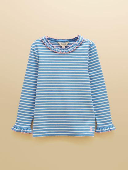 Dsiney Kidz - Joules Girls' Sophie Cream & Blue Striped Long Sleeve Ribbed Top image 1