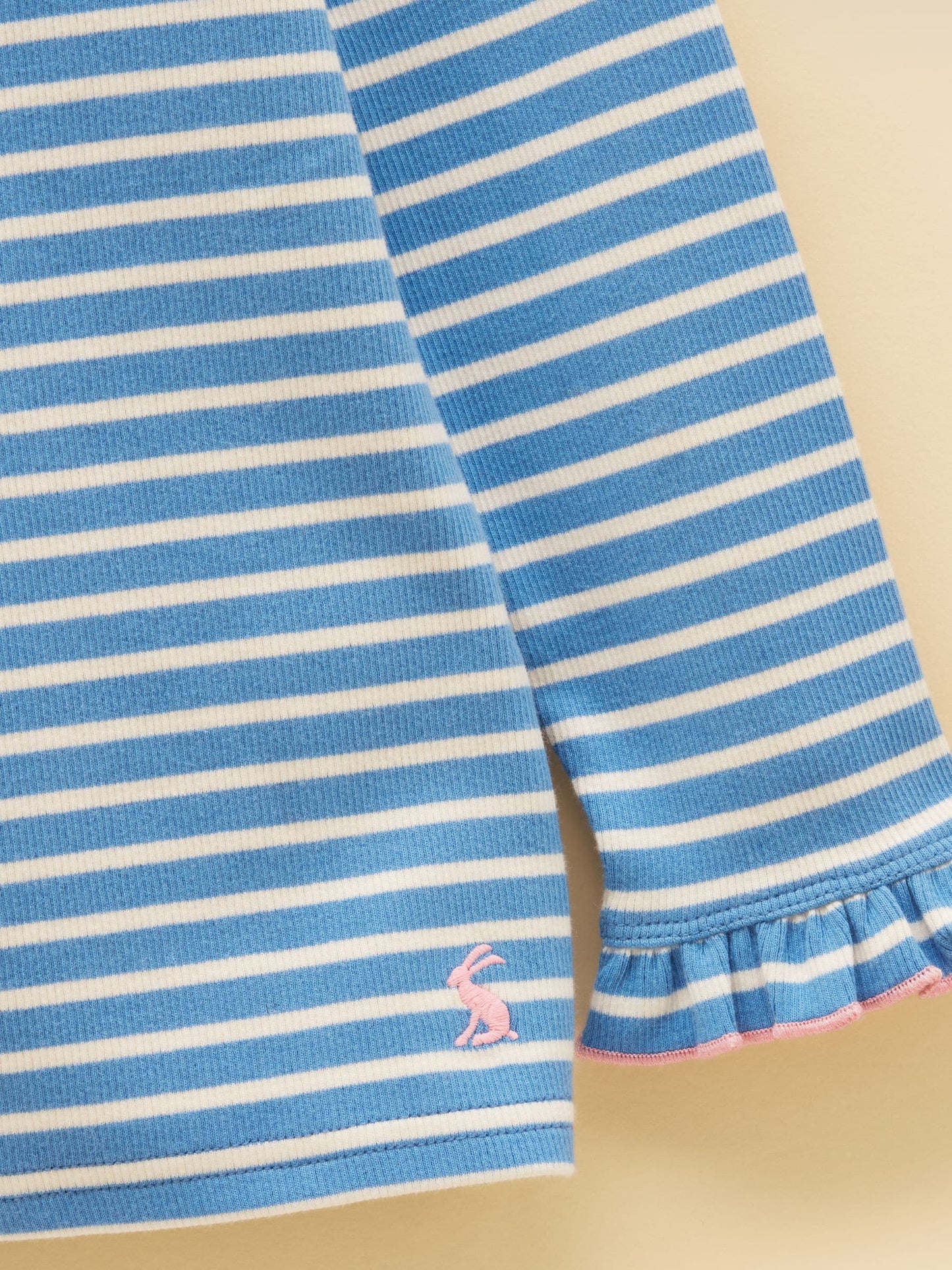 Dsiney Kidz - Joules Girls' Sophie Cream & Blue Striped Long Sleeve Ribbed Top image 3