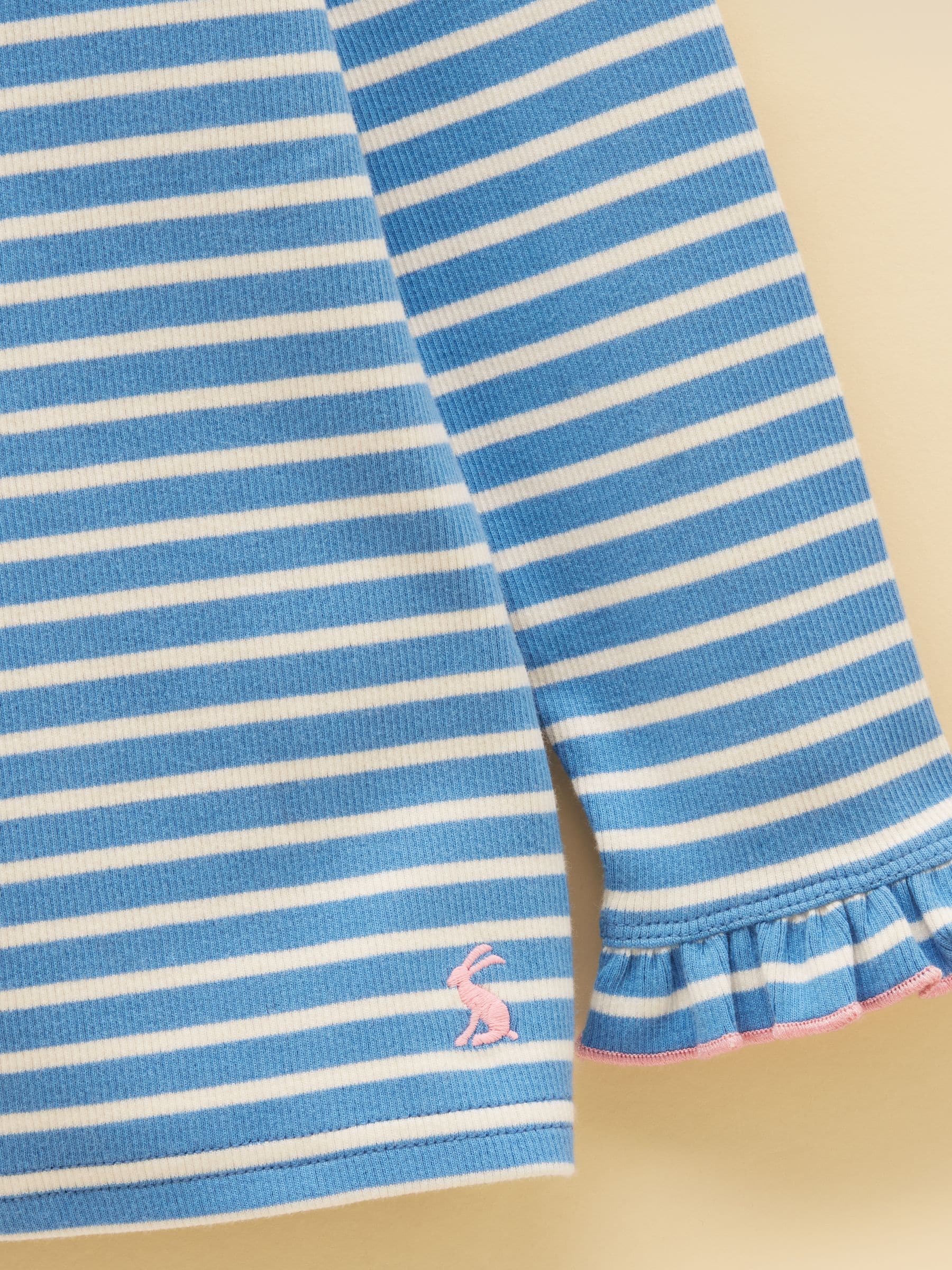 Dsiney Kidz - Joules Girls' Sophie Cream & Blue Striped Long Sleeve Ribbed Top image 3