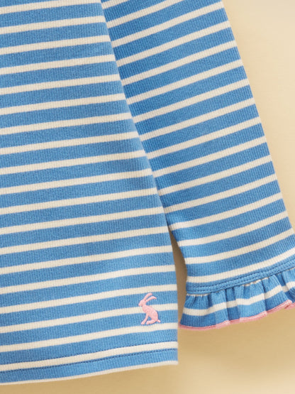 Dsiney Kidz - Joules Girls' Sophie Cream & Blue Striped Long Sleeve Ribbed Top image 3