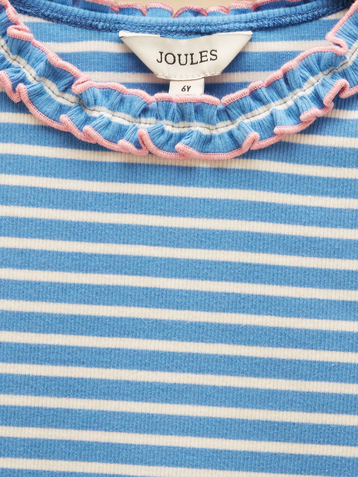 Dsiney Kidz - Joules Girls' Sophie Cream & Blue Striped Long Sleeve Ribbed Top image 4