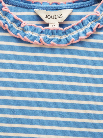 Dsiney Kidz - Joules Girls' Sophie Cream & Blue Striped Long Sleeve Ribbed Top image 4
