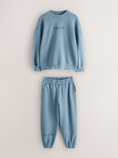 Baker by Ted Baker Blue Oversized Washed Sweatshirt and Joggers Set image 7