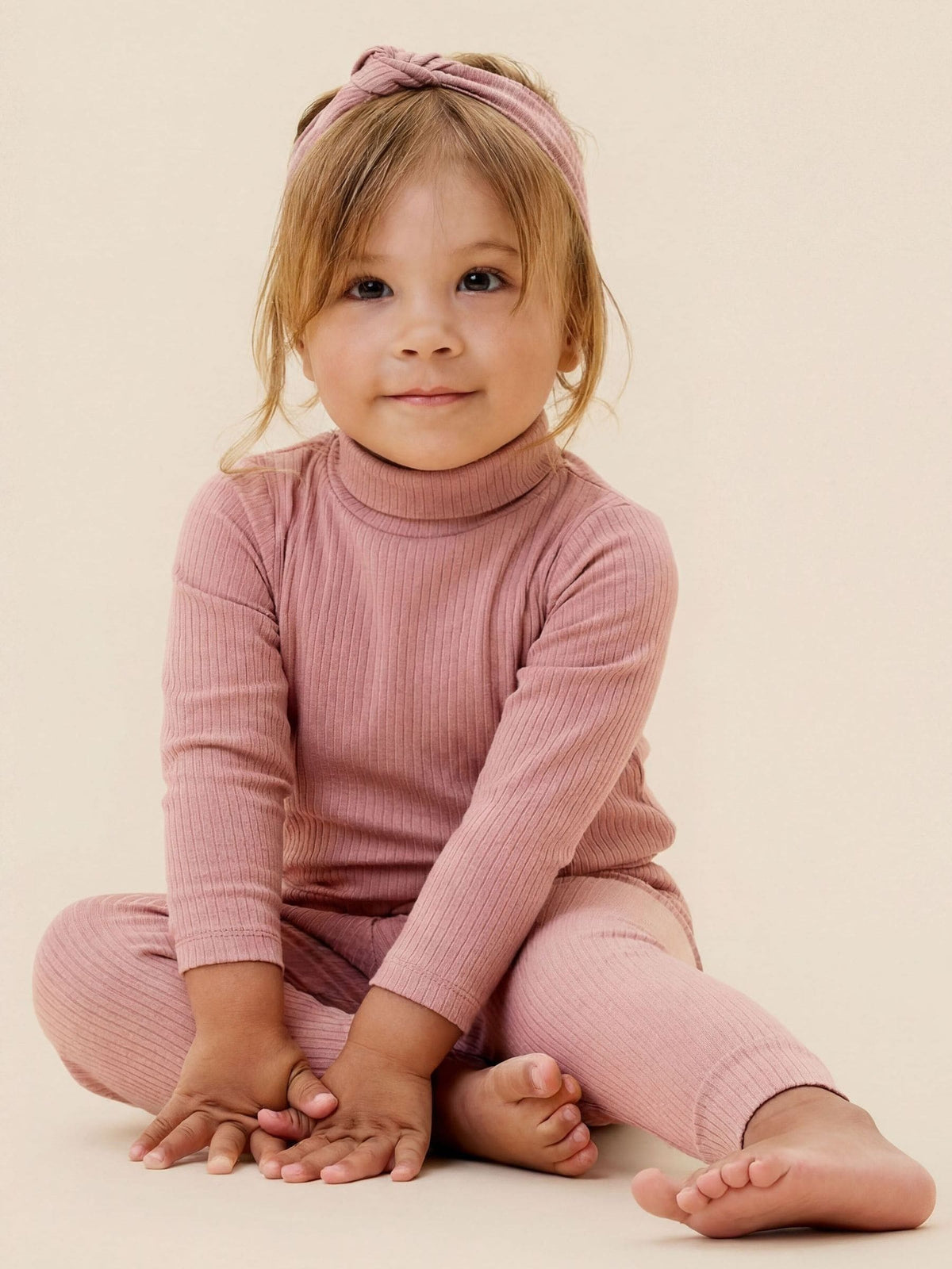 Dsiney Kidz - MORI Pink Ribbed Roll Neck Supersoft Bodysuit image 1