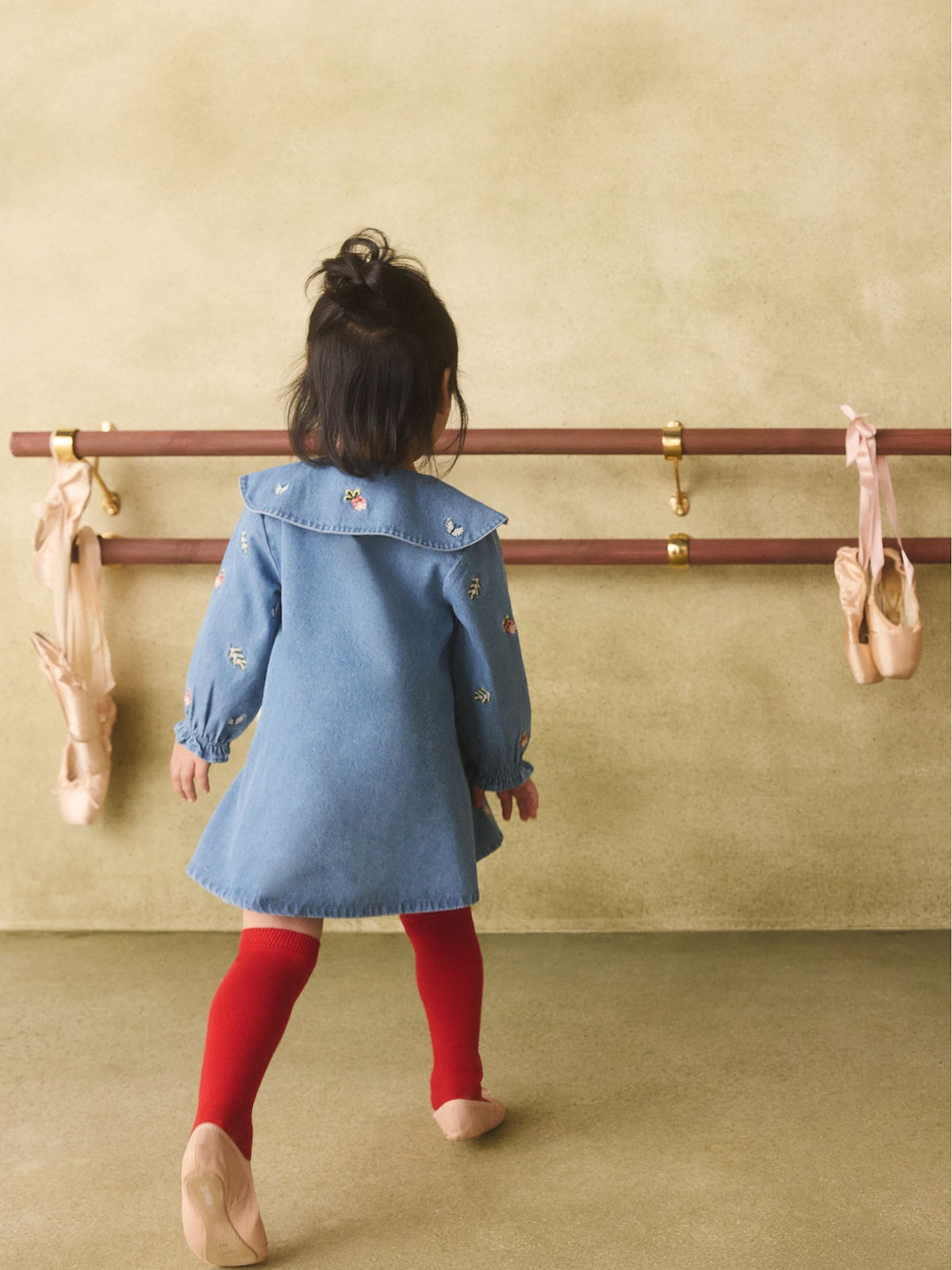 Dsiney Kidz - Butterfly Embroidered Long Sleeve Denim Dress (3mths-8yrs) image 3