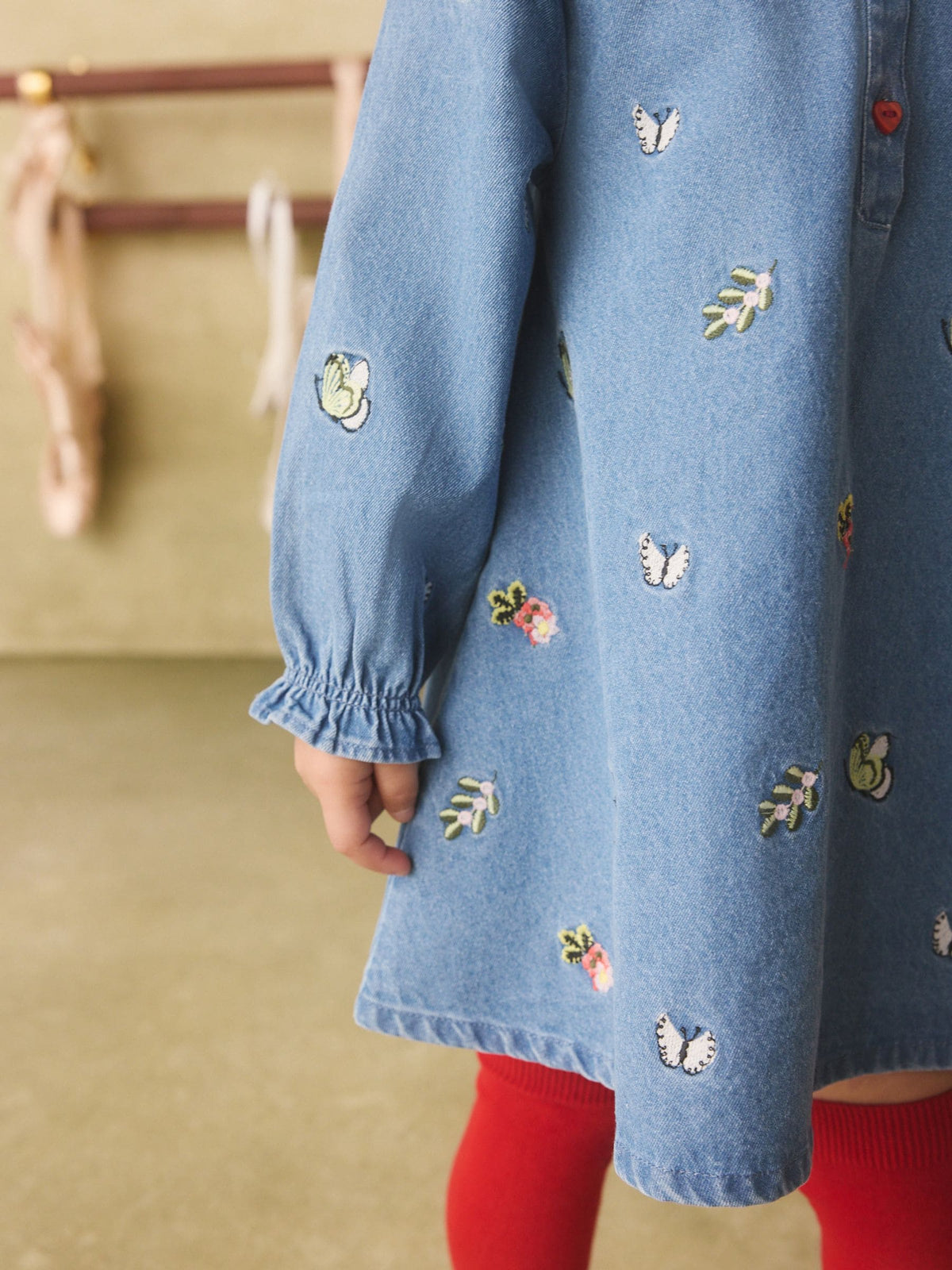 Dsiney Kidz - Butterfly Embroidered Long Sleeve Denim Dress (3mths-8yrs) image 4