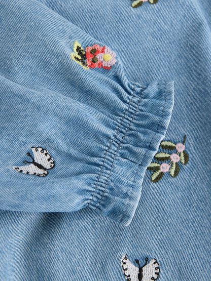 Dsiney Kidz - Butterfly Embroidered Long Sleeve Denim Dress (3mths-8yrs) image 9
