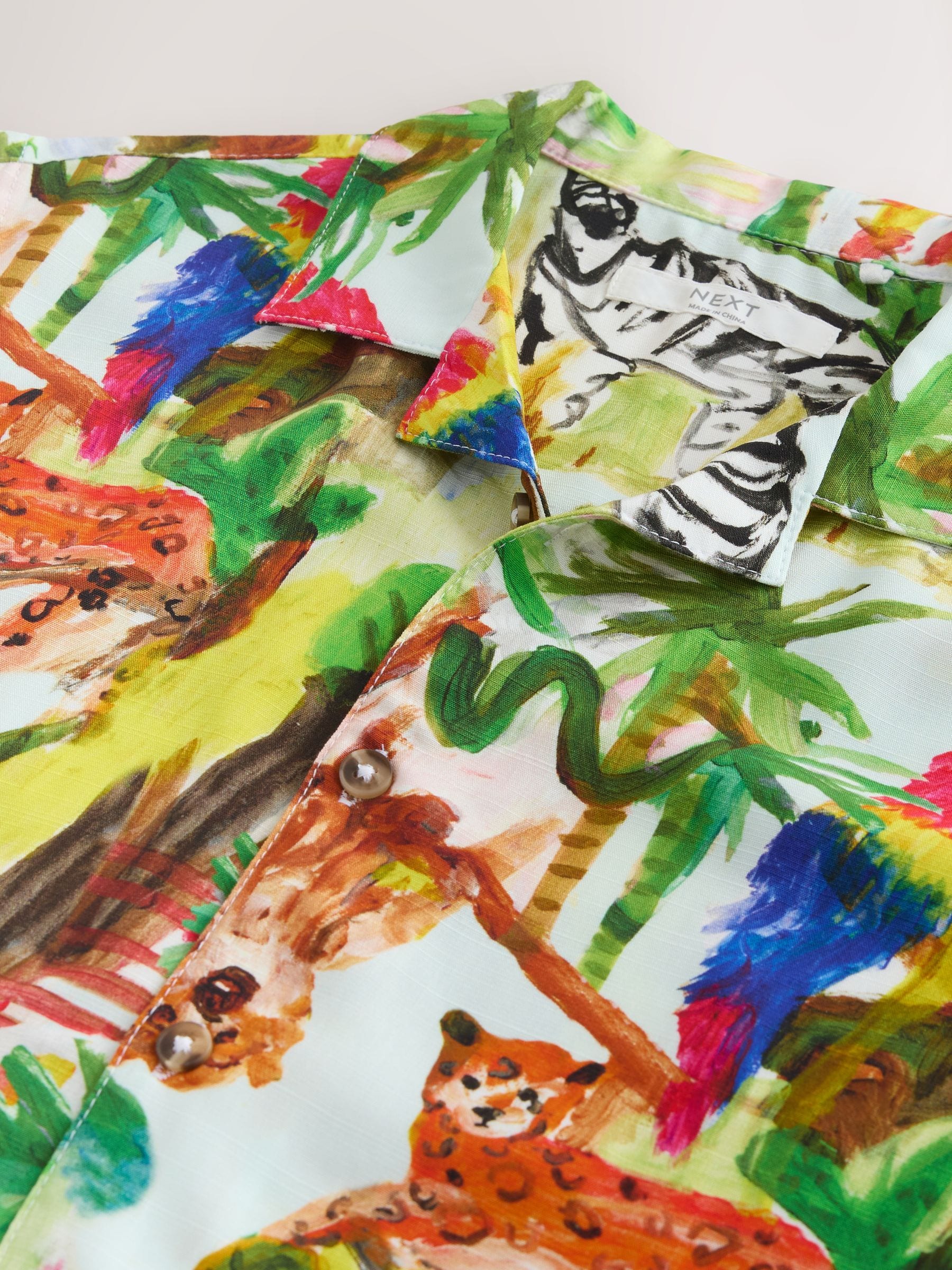 Dsiney Kidz - Multi All Over Print Jungle Short Sleeve Revere Collar Shirt (3-12yrs) image 3