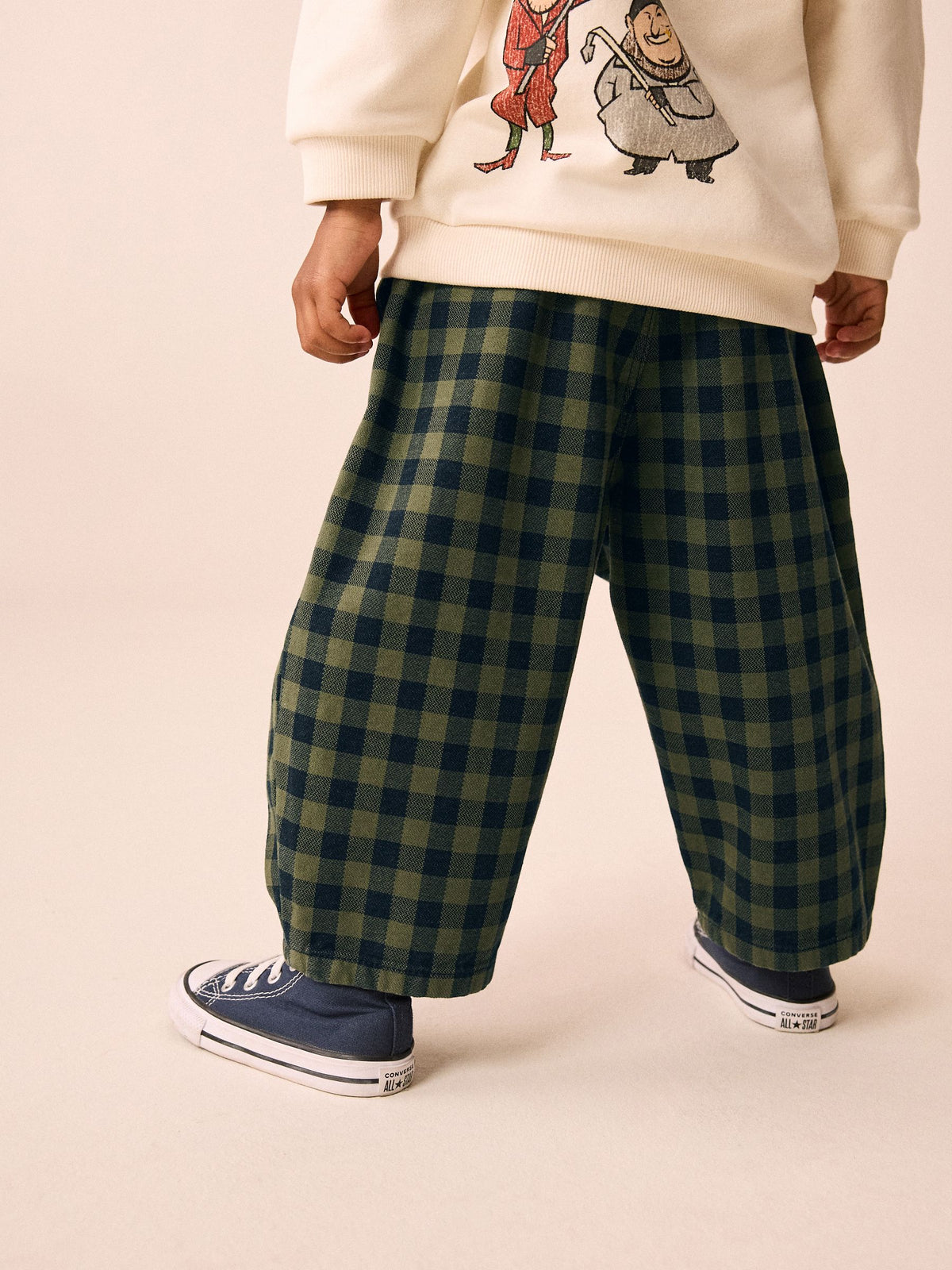 Green Gingham Regular Fit Pull On Barrel Trousers (3mths-7yrs) - image 3