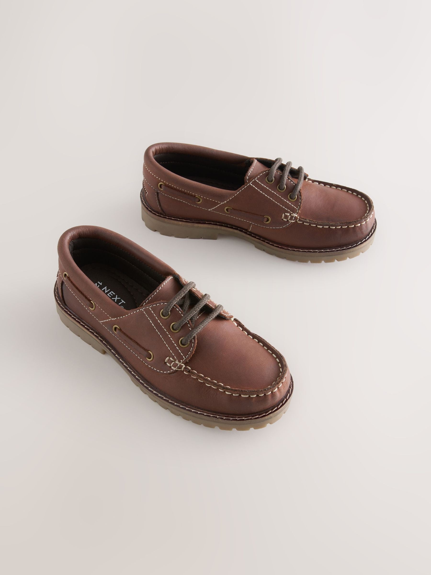 Tan Brown Leather Boat Shoe image 1