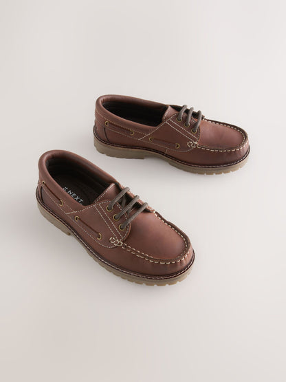 Tan Brown Leather Boat Shoe image 1
