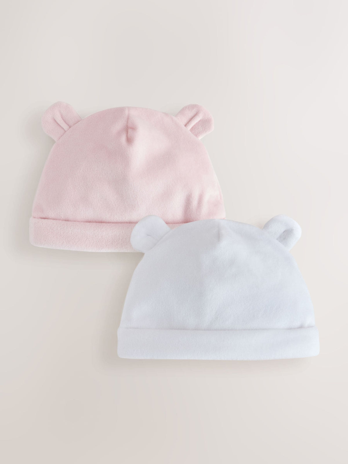 Dsiney Kidz - Pink/White Velour Baby Beanies 2 Pack (0-12mths) image 1