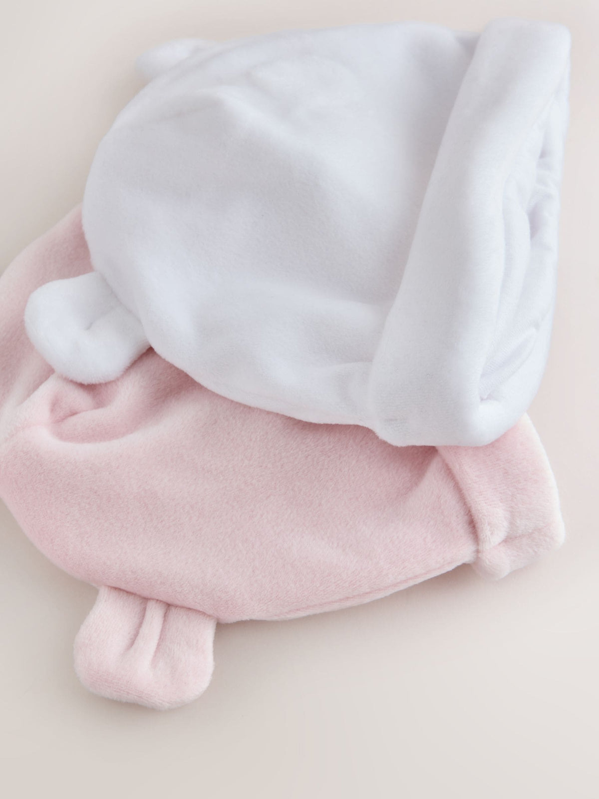 Dsiney Kidz - Pink/White Velour Baby Beanies 2 Pack (0-12mths) image 3