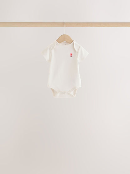 Dsiney Kidz - Orange Floral Short Sleeve Baby Bodysuit 5 Pack image 3