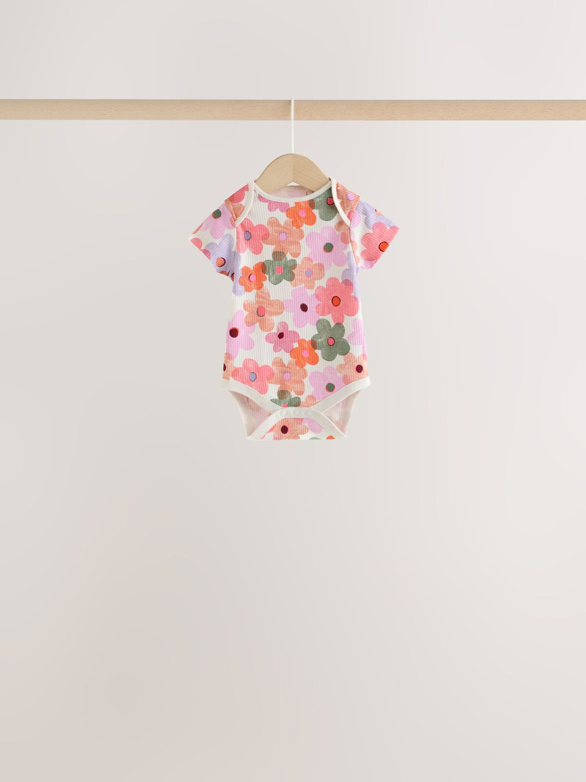 Dsiney Kidz - Orange Floral Short Sleeve Baby Bodysuit 5 Pack image 4