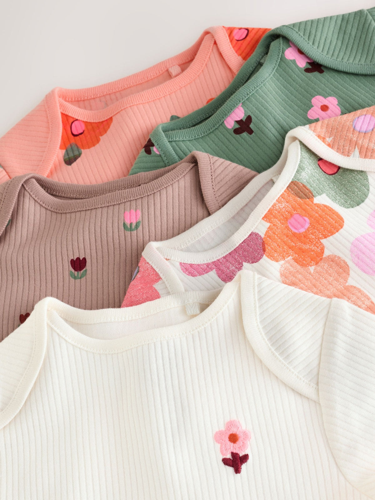 Dsiney Kidz - Orange Floral Short Sleeve Baby Bodysuit 5 Pack image 9