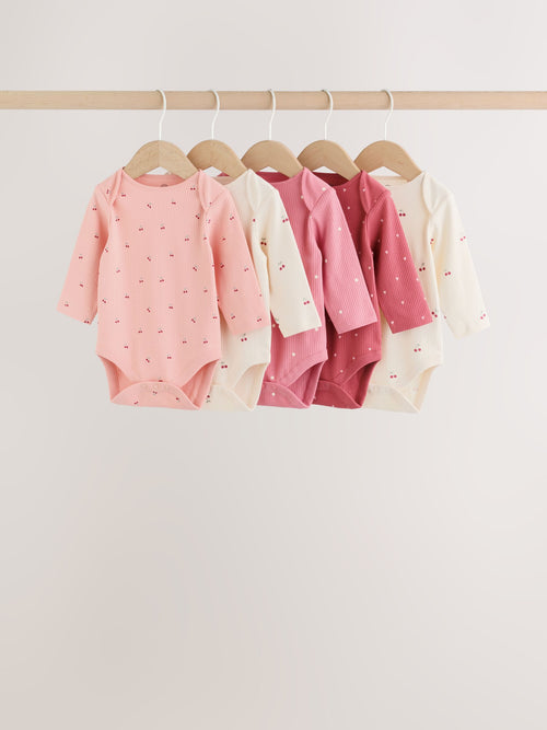 Dsiney Kidz - Pink Cherry Print 5 Pack Long Sleeve Baby Bodysuit image 1