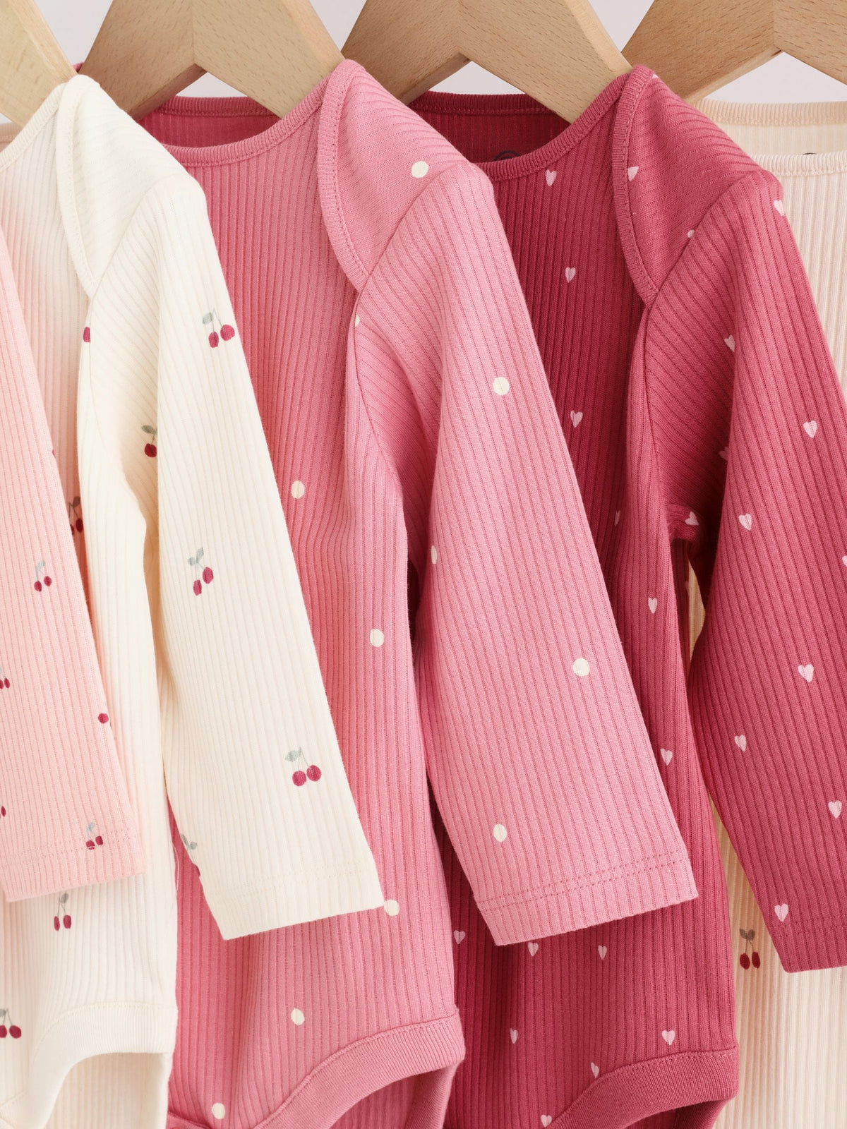 Dsiney Kidz - Pink Cherry Print 5 Pack Long Sleeve Baby Bodysuit image 9