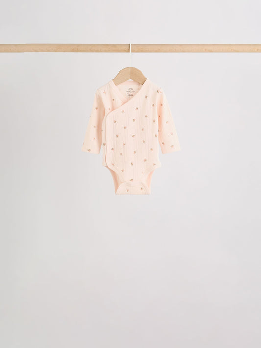Dsiney Kidz - Brown Ditsy Floral Wrap Baby Bodysuits 5 Pack image 2