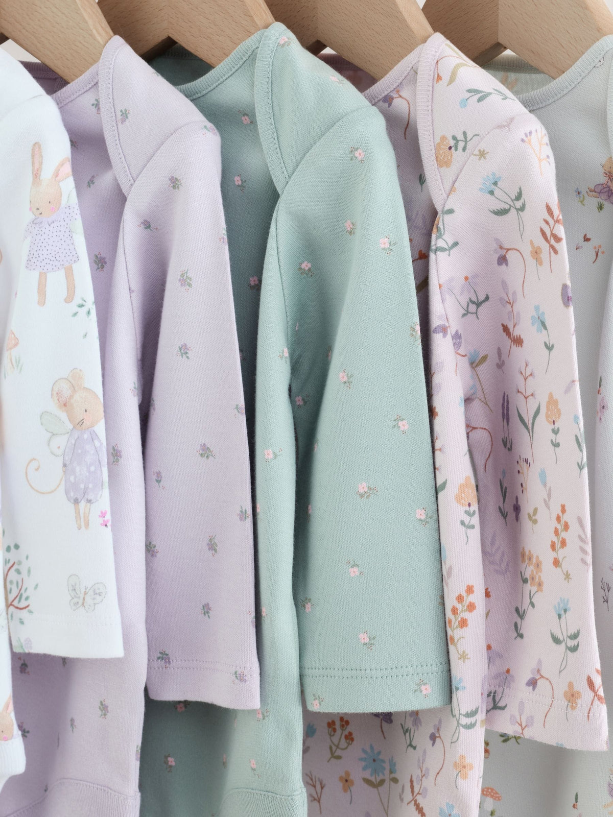 Dsiney Kidz - Lilac/Sage Fairy Mouse Long Sleeve Baby Bodysuits 5 Pack image 9
