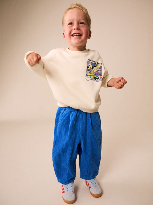Dsiney Kidz - Cobalt Blue Wide Fit Textured Corduroy Pull On Trousers (3mths-7yrs) image 2