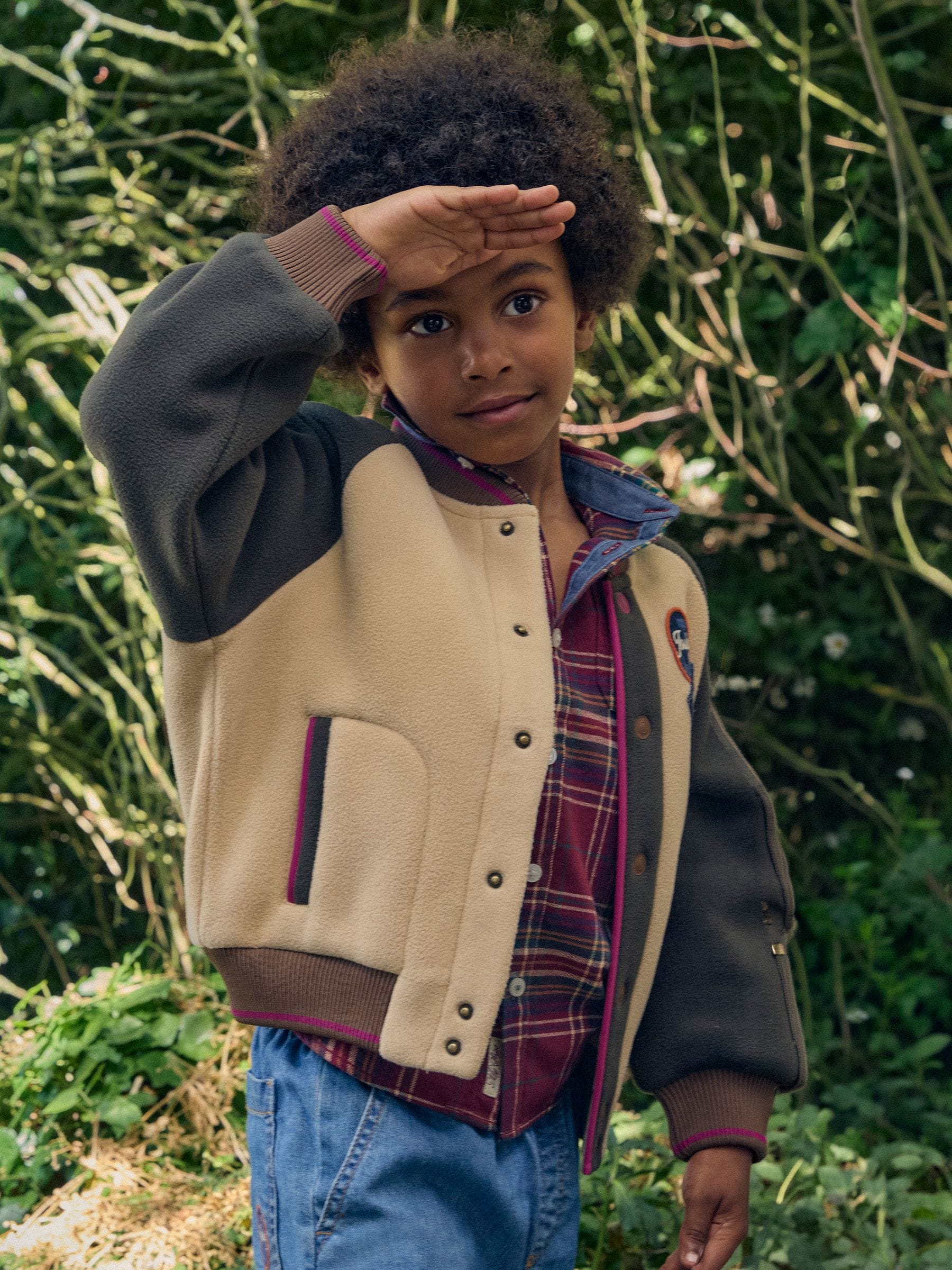 Dsiney Kidz - Joules Boys' Camden Tan Brown Fleece Bomber Jacket image 1