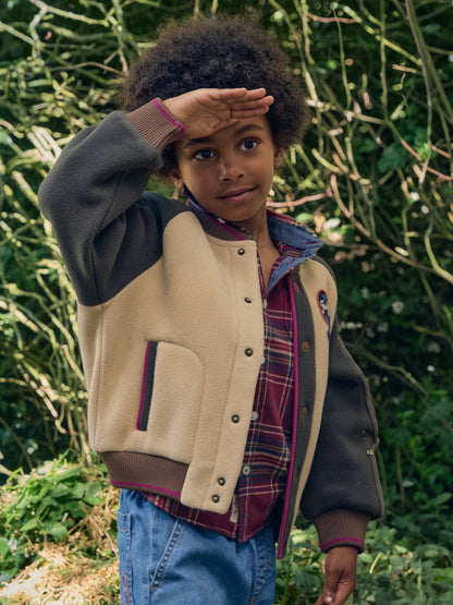 Dsiney Kidz - Joules Boys' Camden Tan Brown Fleece Bomber Jacket image 1