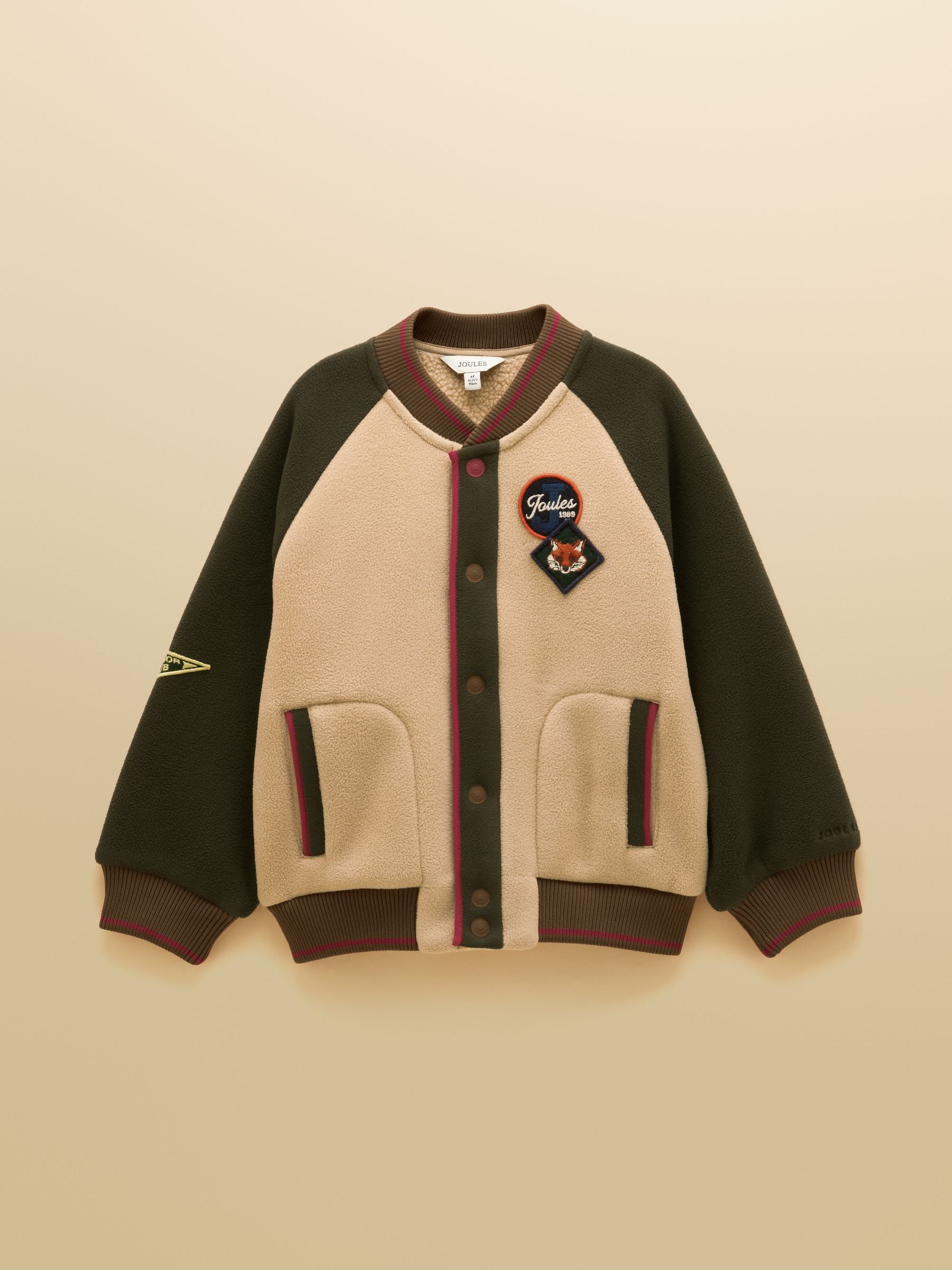 Dsiney Kidz - Joules Boys' Camden Tan Brown Fleece Bomber Jacket image 2