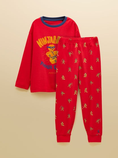Joules Boys' Kipwell Red Long Sleeve Pyjama Set - image 1