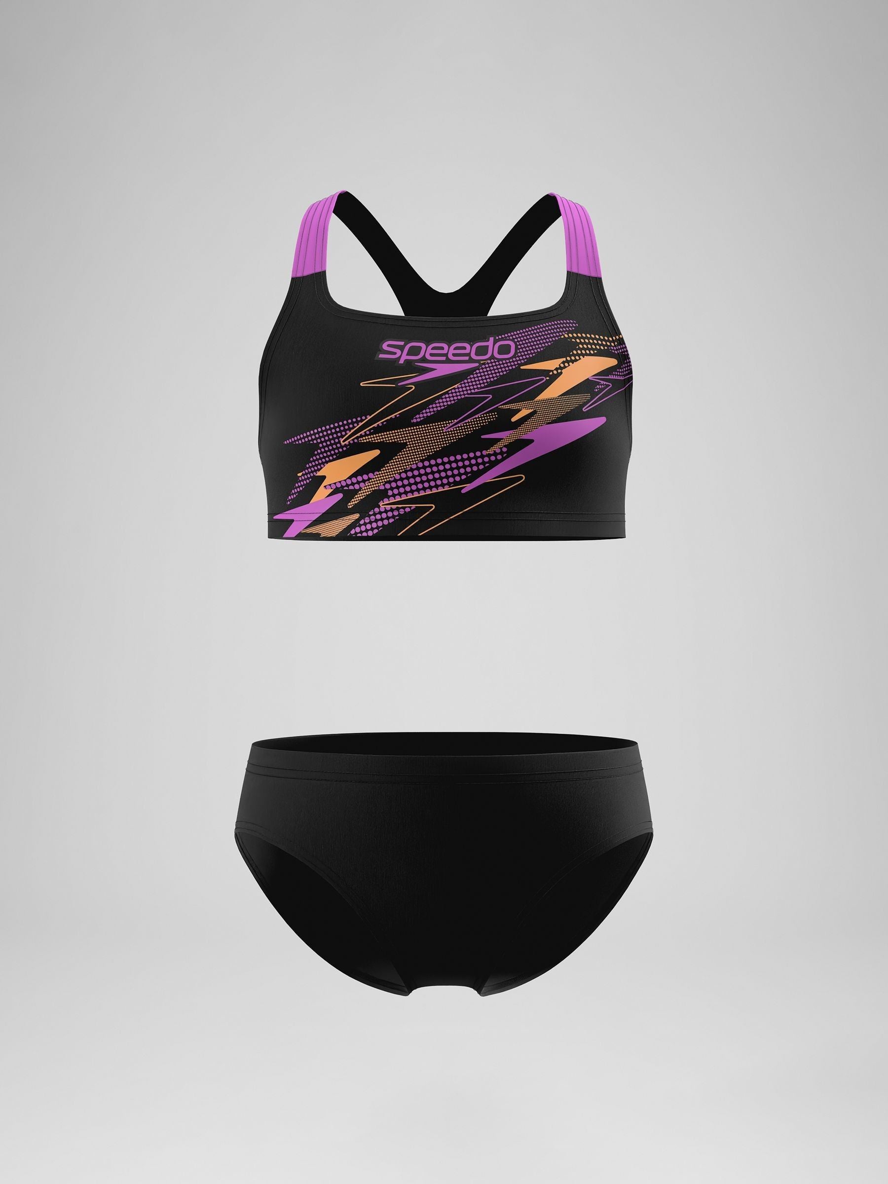 Dsiney Kidz - Speedo Black Medley Logo Racerback Bikini Set image 1