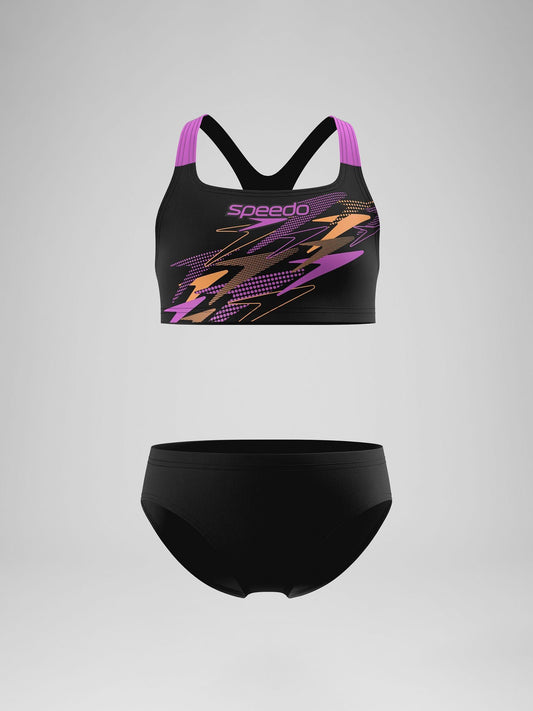 Dsiney Kidz - Speedo Black Medley Logo Racerback Bikini Set image 1