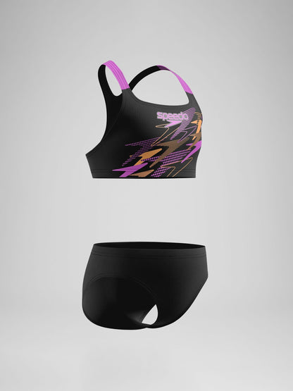 Dsiney Kidz - Speedo Black Medley Logo Racerback Bikini Set image 3