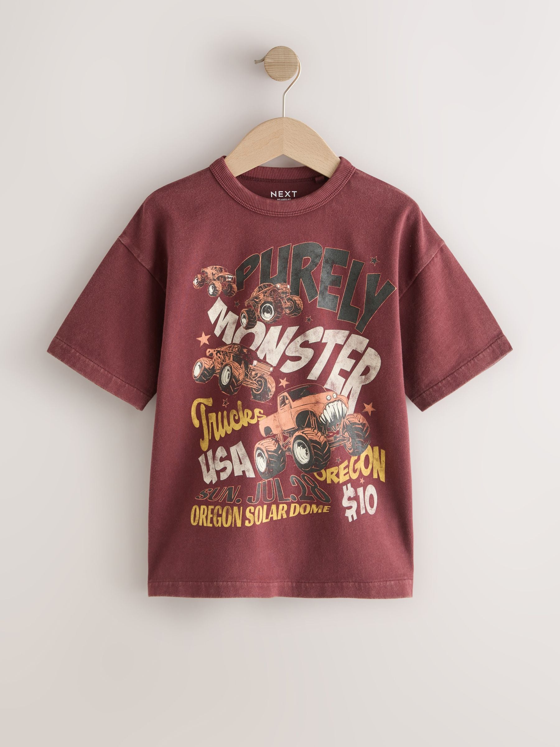 Dsiney Kidz - Berry Red Monster Truck Washed Graphic T-Shirt (3-16yrs) image 1