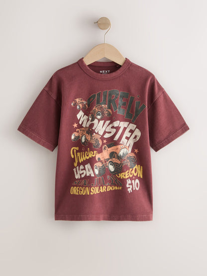 Dsiney Kidz - Berry Red Monster Truck Washed Graphic T-Shirt (3-16yrs) image 1