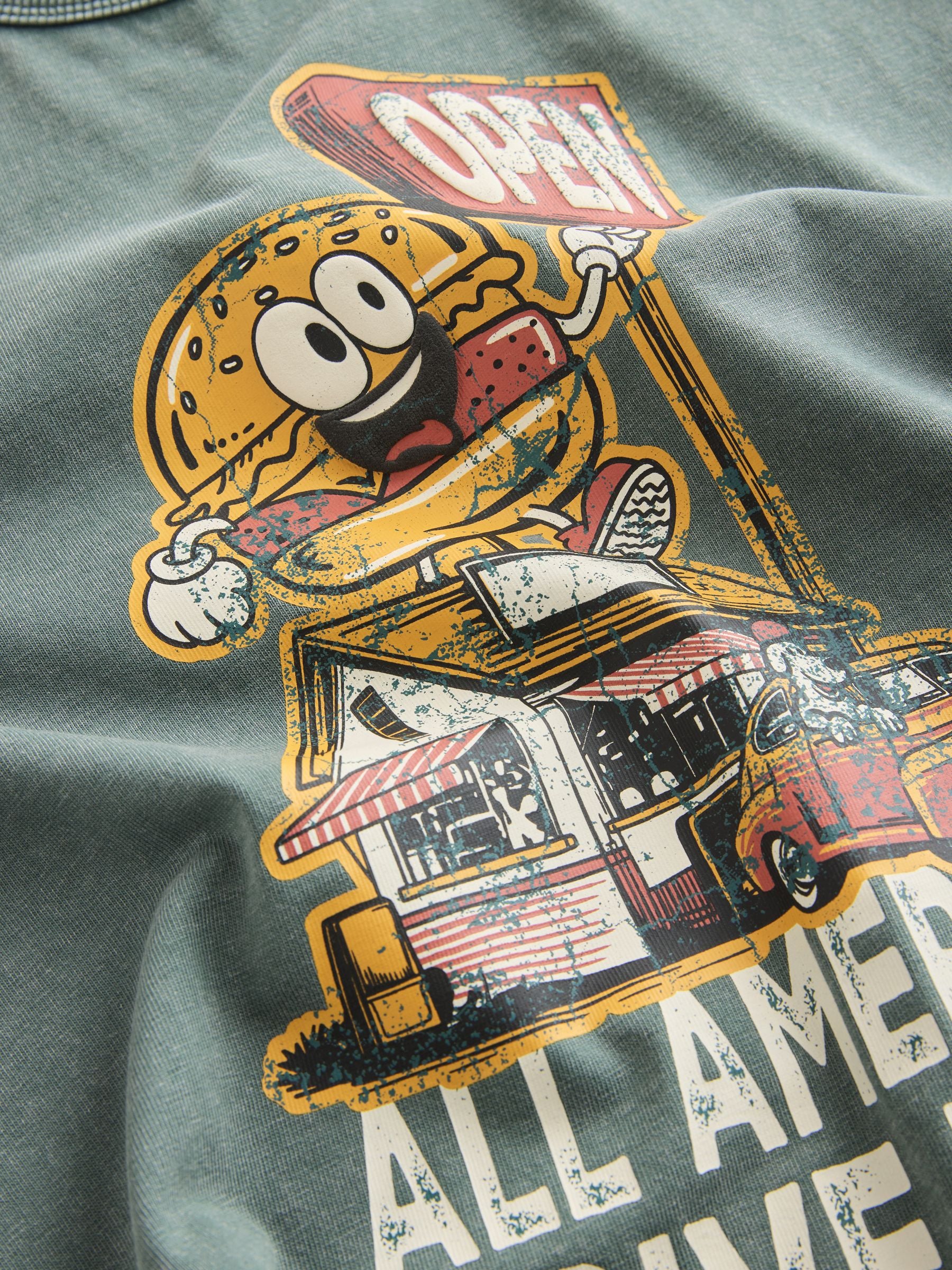 Dsiney Kidz - Teal Blue Burger Washed Graphic T-Shirt (3-16yrs) image 4