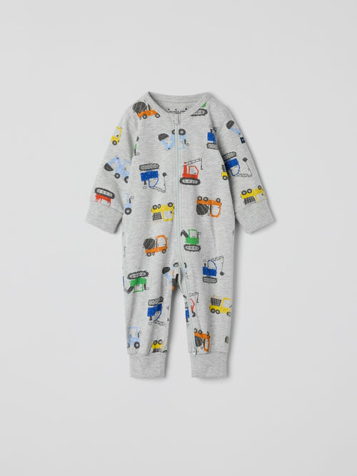 Polarn O. Pyret Grey Printed Sleepsuit image 1