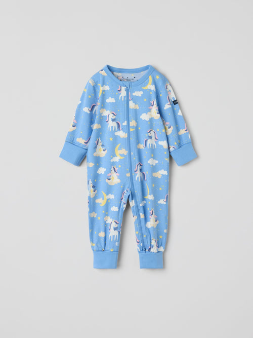 Polarn O. Pyret Blue Printed Sleepsuit image 1
