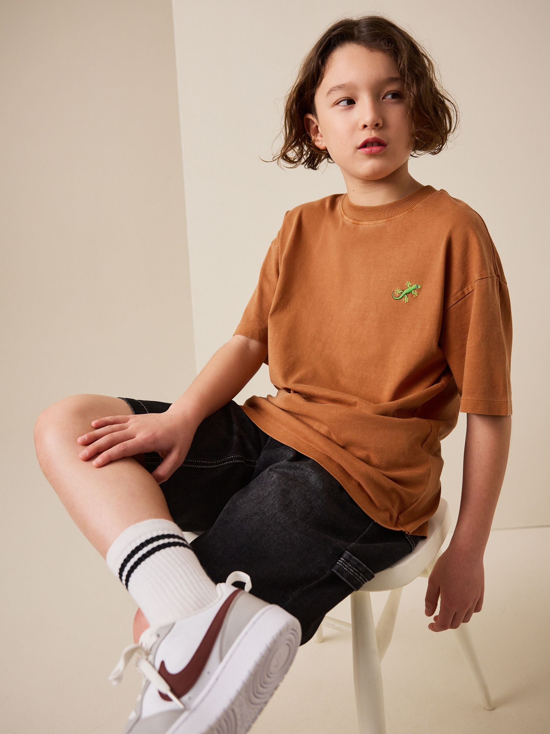 Dsiney Kidz - Rust Brown Washed Chest Embroidery T-Shirt (3-16yrs) image 1