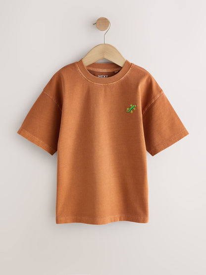 Dsiney Kidz - Rust Brown Washed Chest Embroidery T-Shirt (3-16yrs) image 5