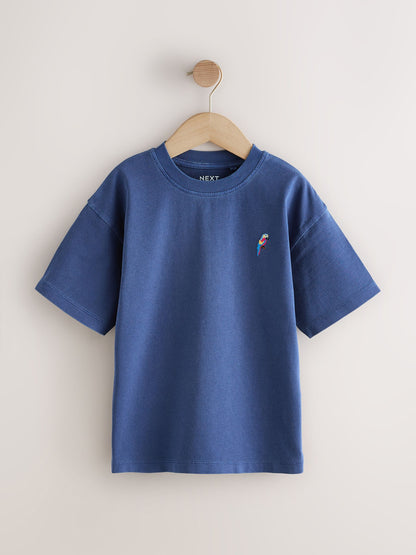 Dsiney Kidz - Blue Washed Chest Embroidery T-Shirt (3-16yrs) image 1