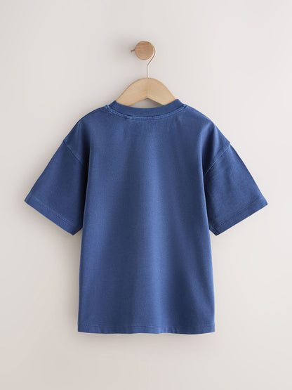 Dsiney Kidz - Blue Washed Chest Embroidery T-Shirt (3-16yrs) image 2