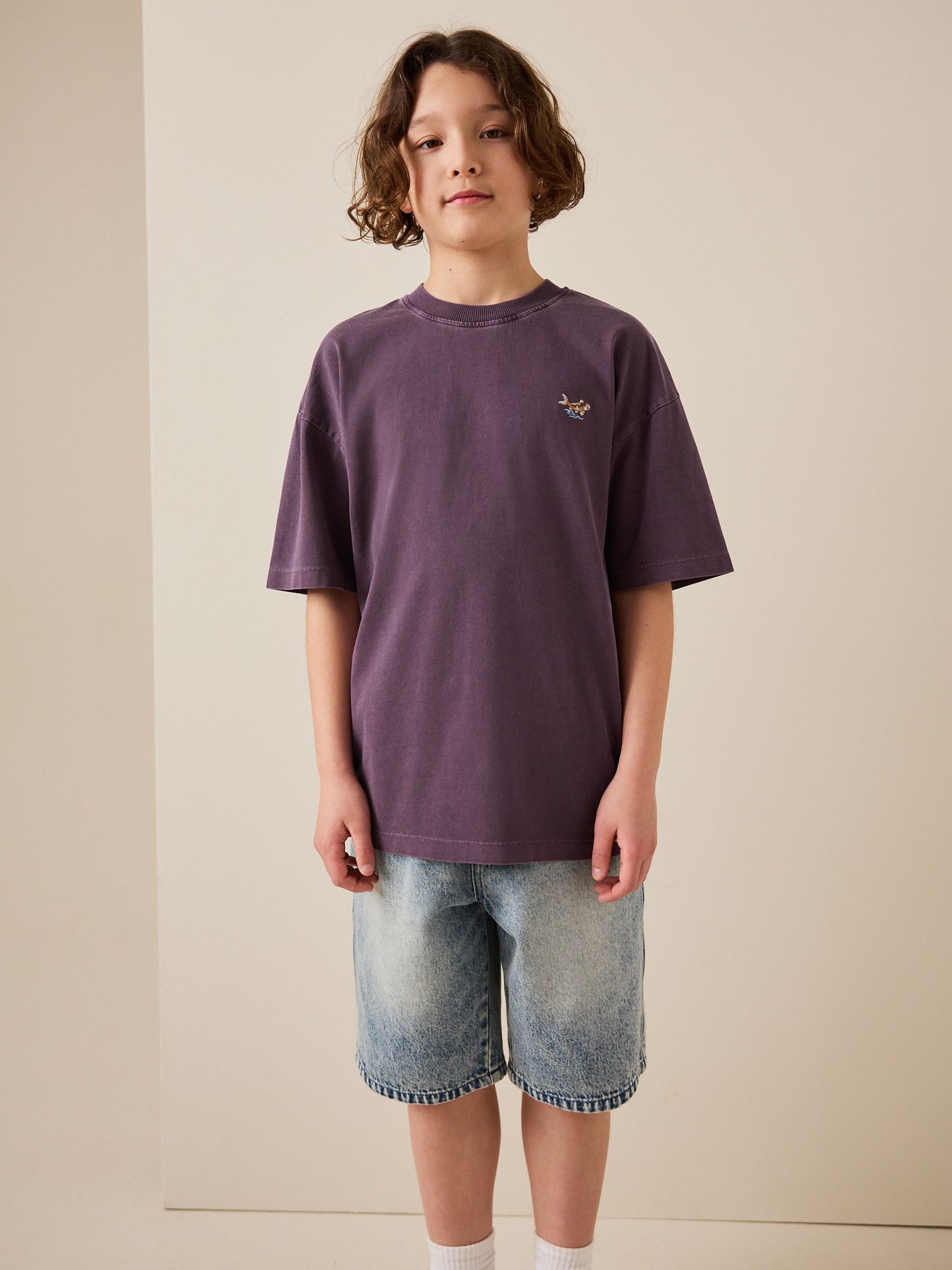 Dsiney Kidz - Berry Purple Washed Chest Embroidery T-Shirt (3-16yrs) image 1