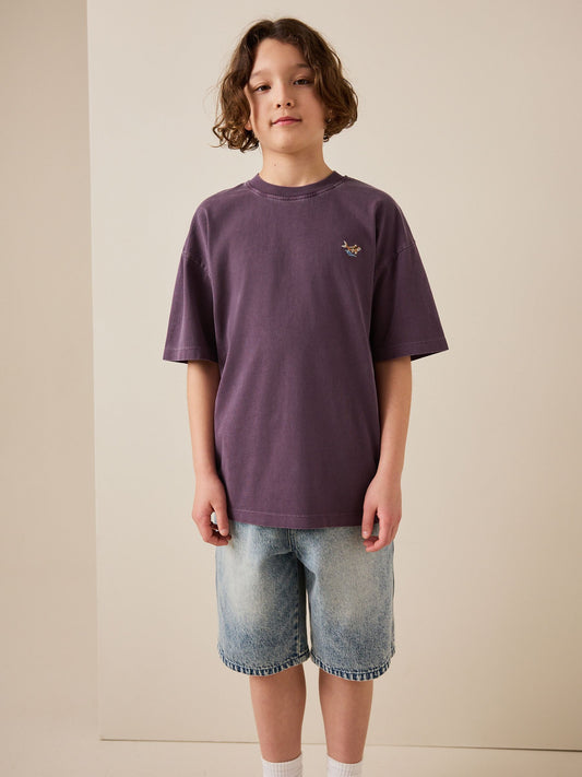 Dsiney Kidz - Berry Purple Washed Chest Embroidery T-Shirt (3-16yrs) image 1