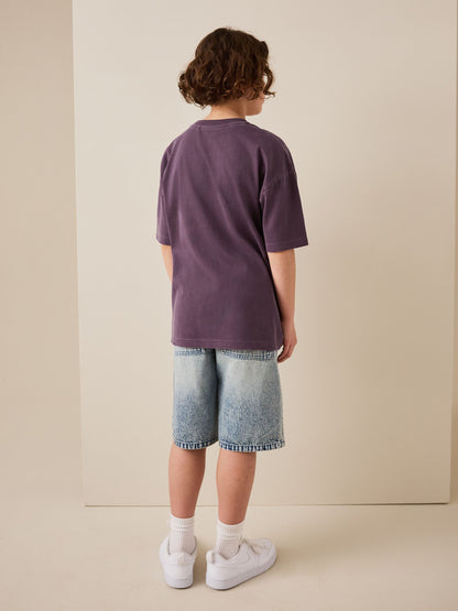 Dsiney Kidz - Berry Purple Washed Chest Embroidery T-Shirt (3-16yrs) image 2